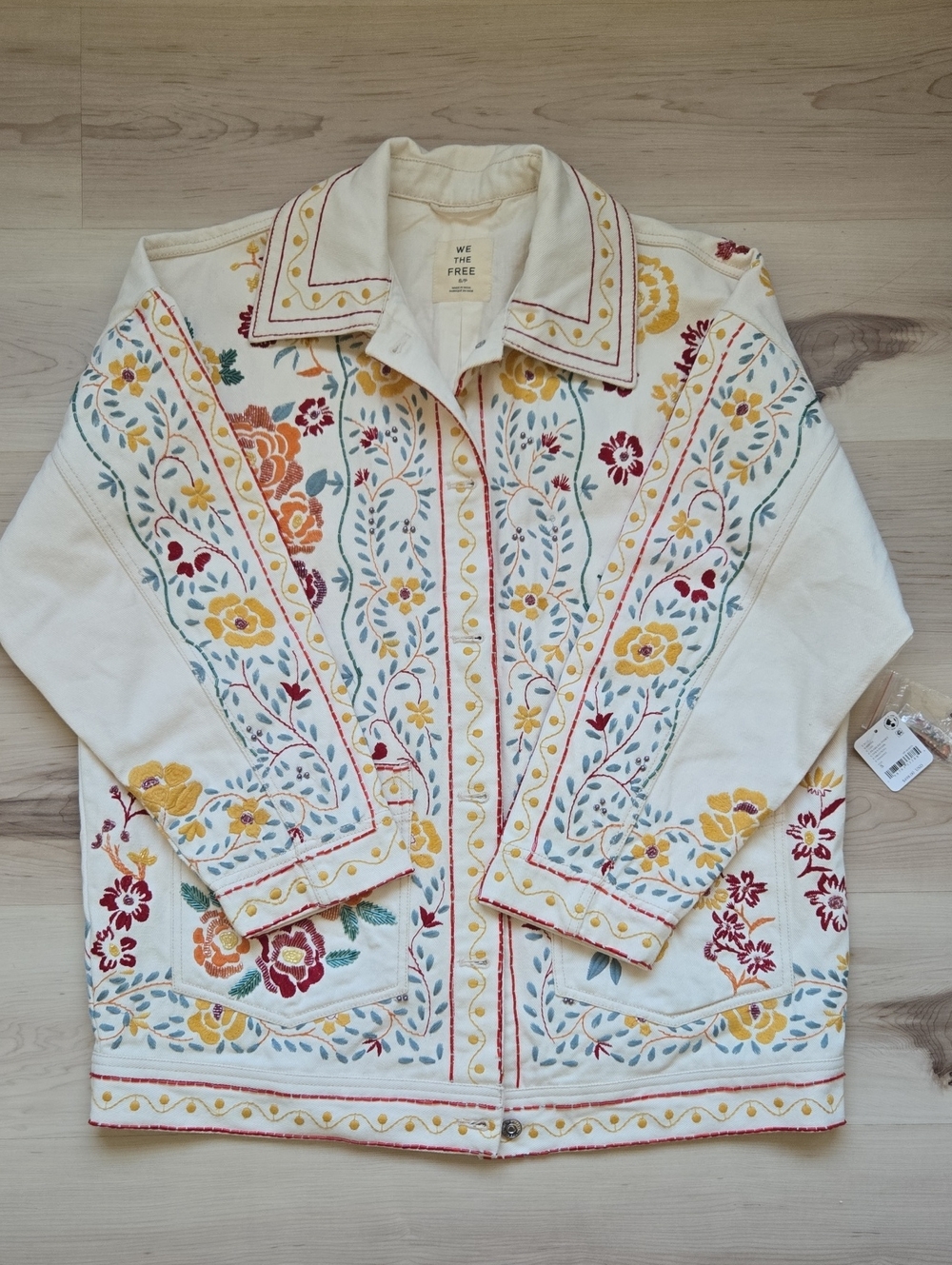 NWT We The Free Avery Embellished Jacket, Pearled Ivory, Size Small - Picture 2 of 7